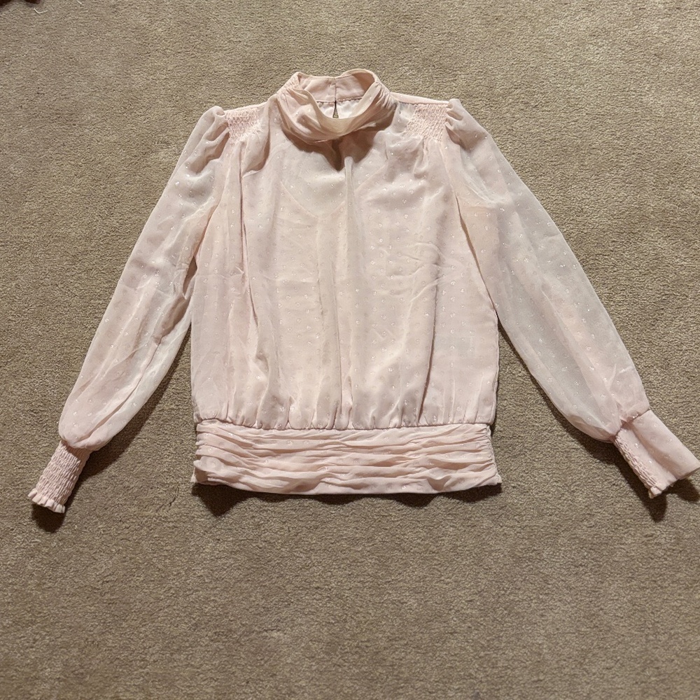 White House Black Market Baby Pink Blouse